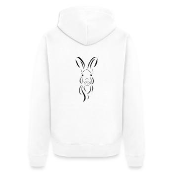 Hase Kopf Illustrartion Feldhase Löffel - Unisex Premium Bio Zip Hoodie - Weiß - Hinten - Thijin (182cm)