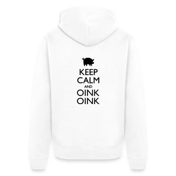 Keep Calm And Oink Oink - Unisex Premium Bio Zip Hoodie - Weiß - Hinten - Thijin (182cm)