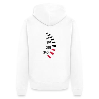 Tacho Geschwindigkeit - Unisex Premium Bio Zip Hoodie - Weiß - Hinten - Thijin (182cm)
