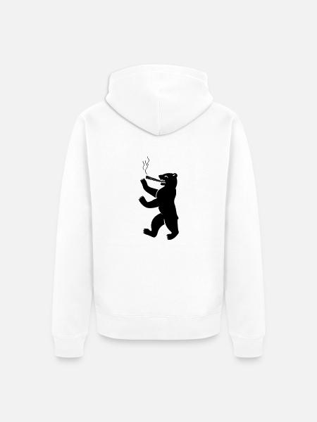 berliner_baer_raucht_weed_02 - Unisex Premium Bio Zip Hoodie - Weiß