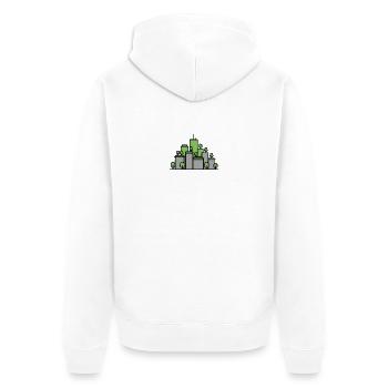 Grüne Stadtsilhouette Vektor - Unisex Premium Bio Zip Hoodie - Weiß - Hinten - Thijin (182cm)