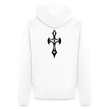 Cross, Crucifix, with gemstone and thorns. - Unisex Premium Organic Zip Hoodie - white - Back - Thijin (182cm)