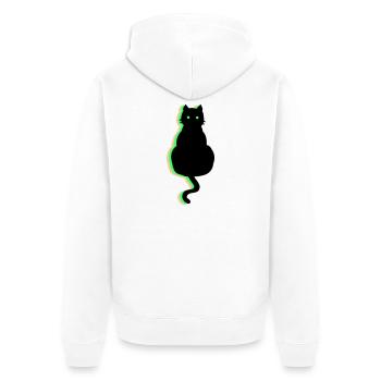 Neon Katze - Unisex Premium Bio Zip Hoodie - Weiß - Hinten - Thijin (182cm)