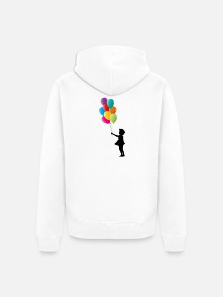 Mädchen mit bunten Luftballons - Unisex Premium Bio Zip Hoodie - Weiß