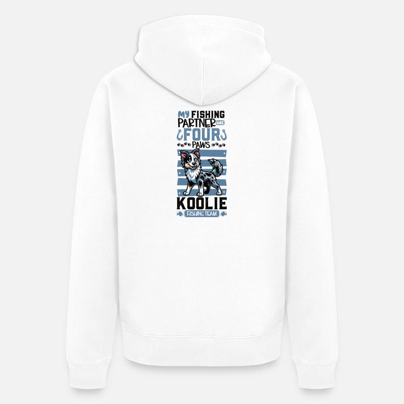 Pêche et Koolie - Veste à capuche bio Premium Unisexe - blanc