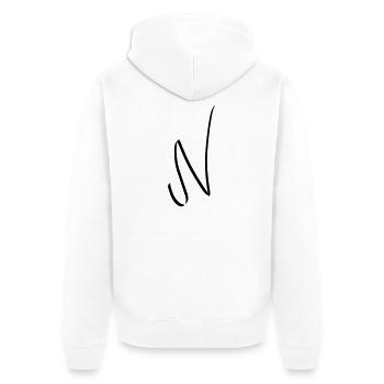 Buchstabe N - Unisex Premium Bio Zip Hoodie - Weiß - Hinten - Thijin (182cm)