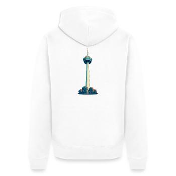 Colonius Retro - Unisex Premium Bio Zip Hoodie - Weiß - Hinten - Thijin (182cm)