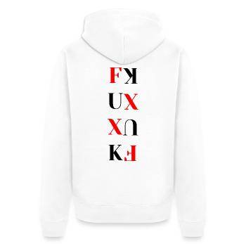 Rot-Schwarz-Typografieblock - Unisex Premium Bio Zip Hoodie - Weiß - Hinten - Thijin (182cm)