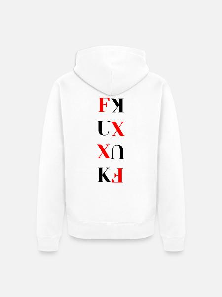 Rot-Schwarz-Typografieblock - Unisex Premium Bio Zip Hoodie - Weiß