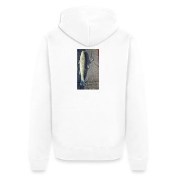 Snookperch - Unisex Premium Bio Zip Hoodie - Weiß - Hinten - Thijin (182cm)