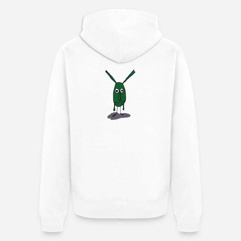 Illustration de monstre vert sur impression - Veste à capuche bio Premium Unisexe - blanc
