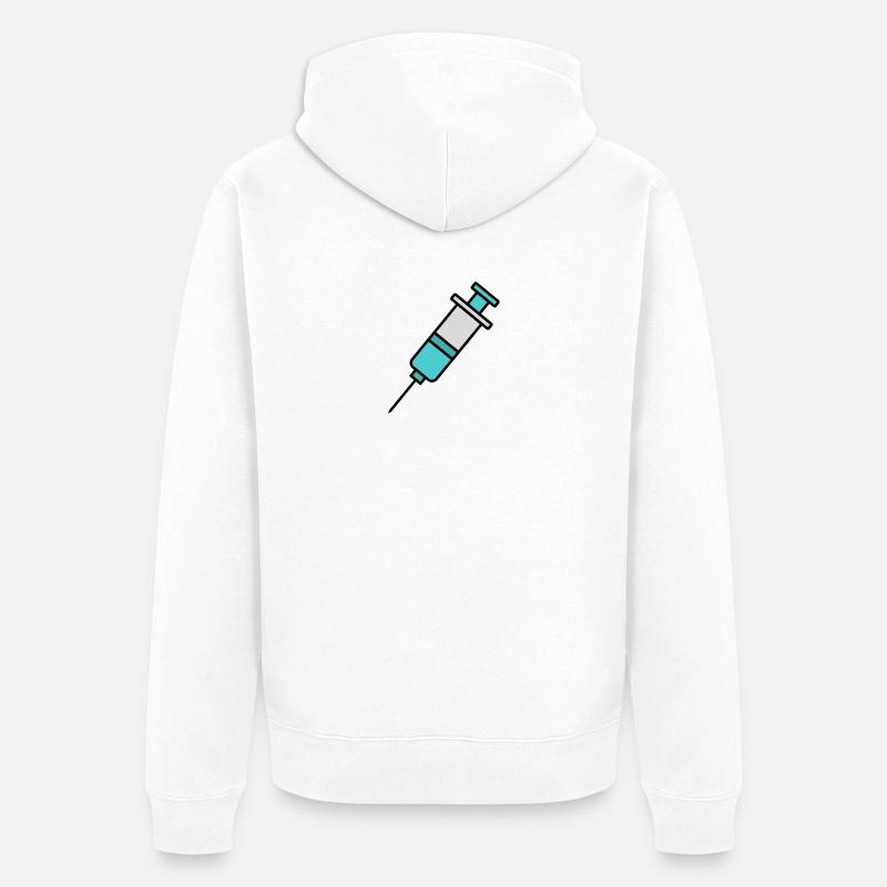 Seringue | Déclaration pro vaccination et science - Veste à capuche bio Premium Unisexe - blanc