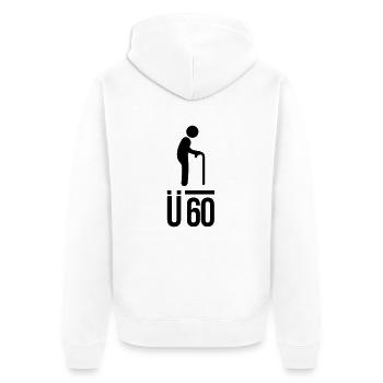 Ü60 - Unisex Premium Bio Zip Hoodie - Weiß - Hinten - Thijin (182cm)