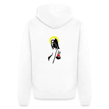 Maria - Unisex Premium Bio Zip Hoodie - Weiß - Hinten - Thijin (182cm)