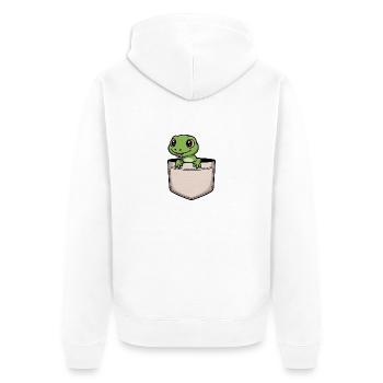 Funny Lizard in Pocket - Cute Reptile Product Gift - Unisex Premium Organic Zip Hoodie - white - Back - Thijin (182cm)