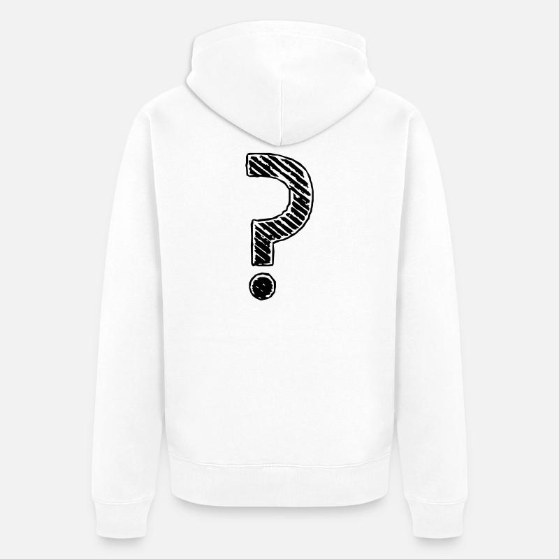 Point d'interrogation rayures regard grunge - Veste à capuche bio Premium Unisexe - blanc
