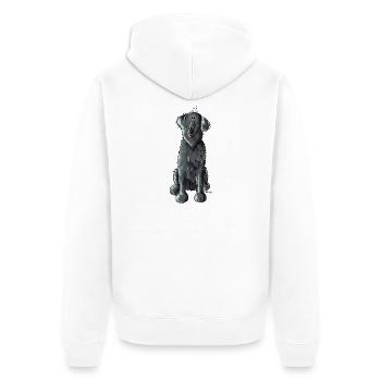 Lustiger Flat Coated Retriever - Hund - Unisex Premium Bio Zip Hoodie - Weiß - Hinten - Thijin (182cm)