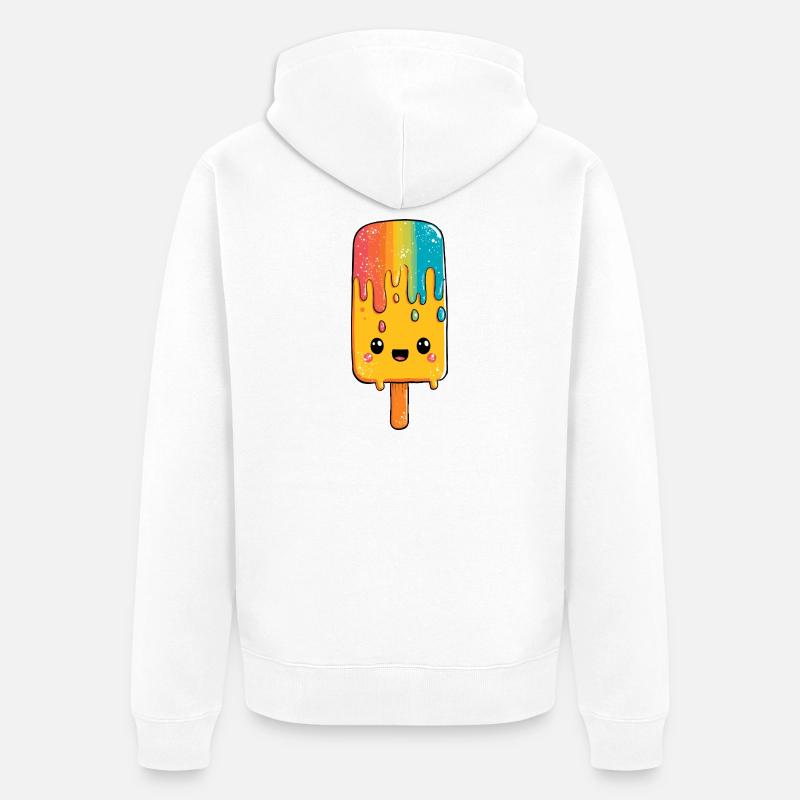 Regenbogen-Popsicle Glück - Unisex Premium Bio Zip Hoodie - Weiß