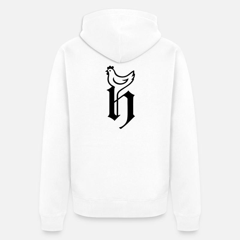Logo Poulet noir - Veste à capuche bio Premium Unisexe - blanc
