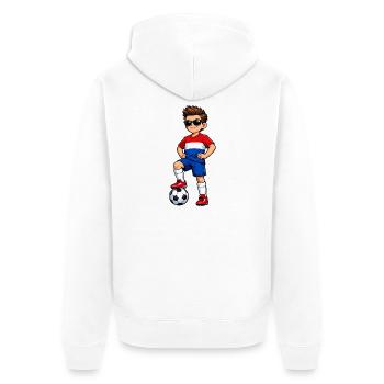 Fußball Junge Holland Fan Holländische Flagge - Unisex Premium Bio Zip Hoodie - Weiß - Hinten - Thijin (182cm)