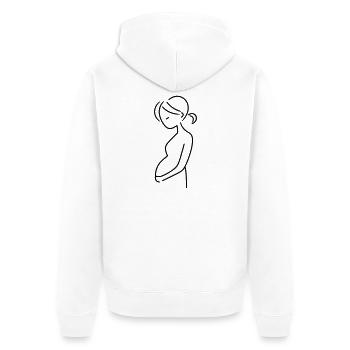 schwanger - Unisex Premium Bio Zip Hoodie - Weiß - Hinten - Thijin (182cm)