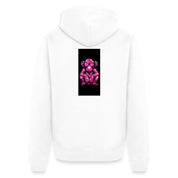 Rosa Graffiti-Affe mit Brille - Unisex Premium Bio Zip Hoodie - Weiß - Hinten - Thijin (182cm)