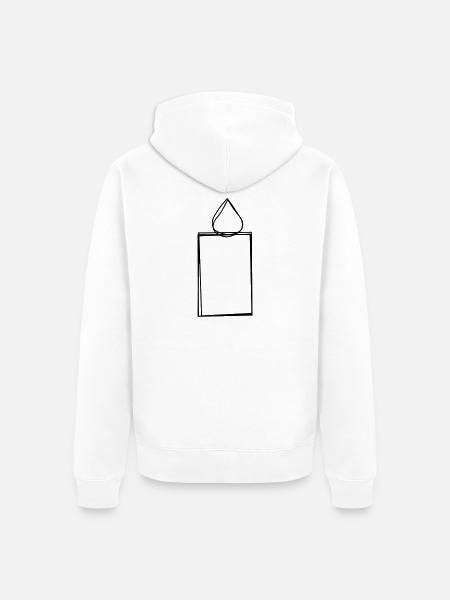 Kerze handgezeichnet - Unisex Premium Bio Zip Hoodie - Weiß