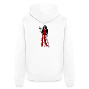 GIFTES IKON - Unisex Premium Bio Zip Hoodie - Weiß - Hinten - Thijin (182cm)