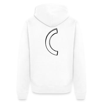 Runde Klammer handgezeichnet - Unisex Premium Bio Zip Hoodie - Weiß - Hinten - Thijin (182cm)