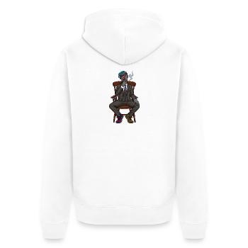 Surreales Noir-Idol im Anzug - Unisex Premium Bio Zip Hoodie - Weiß - Hinten - Thijin (182cm)
