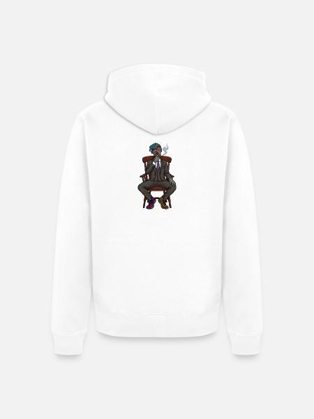 Surreales Noir-Idol im Anzug - Unisex Premium Bio Zip Hoodie - Weiß