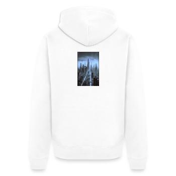 Paysage urbain futuriste la nuit - Veste à capuche bio Premium Unisexe - blanc - Dos - Thijin (182cm)