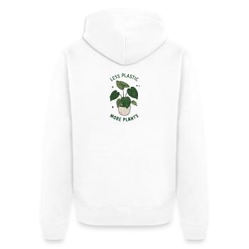 Moins de plastique, plus de plantes - Durabilité écologique - Veste à capuche bio Premium Unisexe - blanc - Dos - Thijin (182cm)