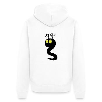 schwarzer Wurm - Unisex Premium Bio Zip Hoodie - Weiß - Hinten - Thijin (182cm)