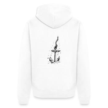 Anker - Unisex Premium Bio Zip Hoodie - Weiß - Hinten - Thijin (182cm)