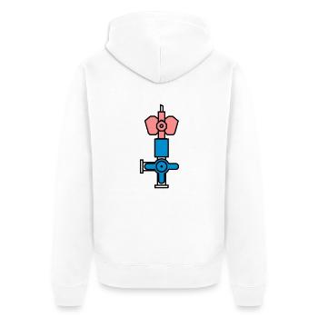 Dauerverweilkanüle Flexüle Zugang Infusionsbesteck - Unisex Premium Bio Zip Hoodie - Weiß - Hinten - Thijin (182cm)