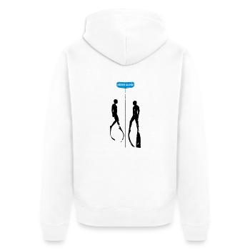 Never Alone Bifins - Unisex Premium Bio Zip Hoodie - Weiß - Hinten - Thijin (182cm)