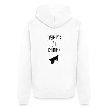 Chantier Construction Maçon Ciment Construire - Veste à capuche bio Premium Unisexe - blanc - Dos - Thijin (182cm)