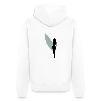surfgirlshape1 - Unisex Premium Bio Zip Hoodie - Weiß - Hinten - Thijin (182cm)
