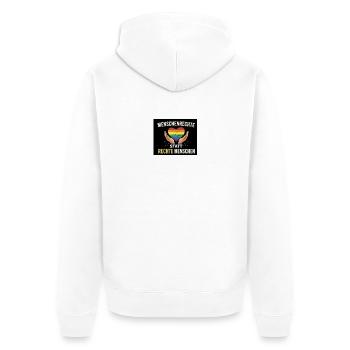 Menschenrechte statt rechte Menschen - Unisex Premium Bio Zip Hoodie - Weiß - Hinten - Thijin (182cm)