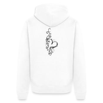 Large heart with small hearts and flowers - Unisex Premium Organic Zip Hoodie - white - Back - Thijin (182cm)