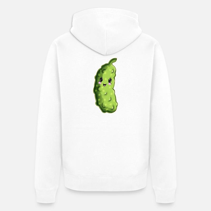 Dessin animé câlin au concombre - Veste à capuche bio Premium Unisexe - blanc