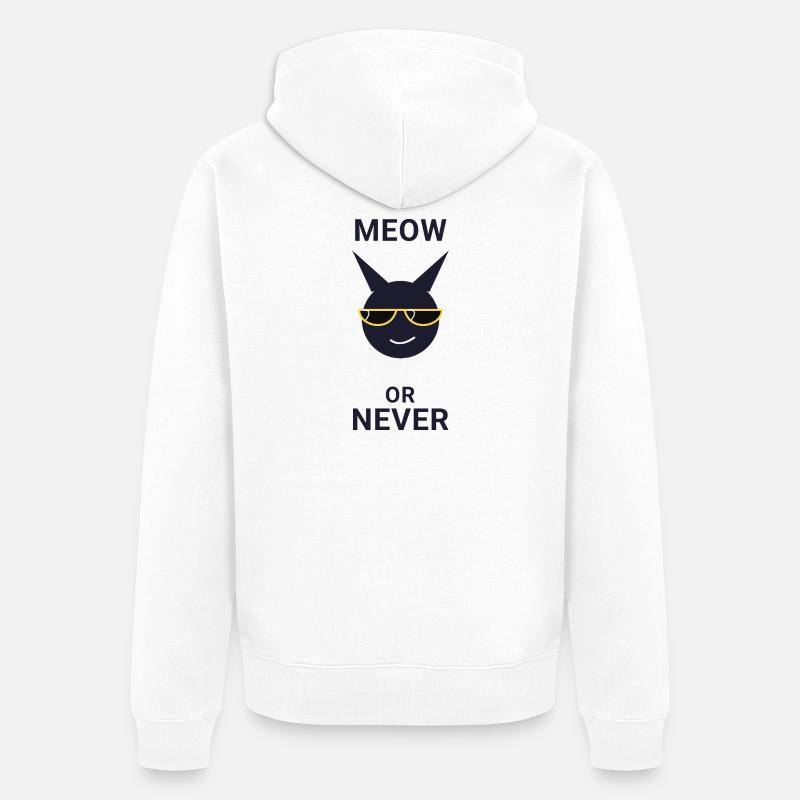 Miau oder nie Sonnenbrillenkatze - Unisex Premium Bio Zip Hoodie - Weiß