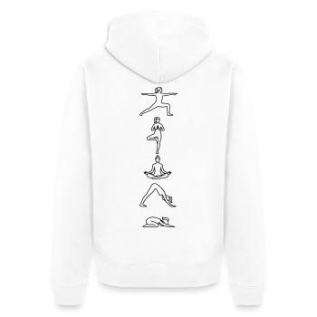 Yoga Flow - 5 Minimalist Line Art Poses - Unisex Premium Organic Zip Hoodie - white - Back - Thijin (182cm)