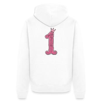Pink Crown-1 Design - Unisex Premium Organic Zip Hoodie - white - Back - Thijin (182cm)