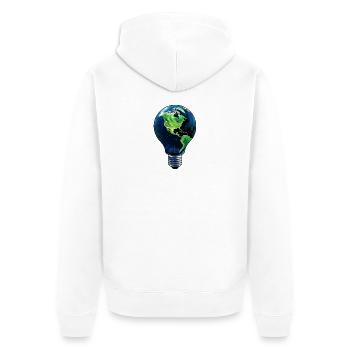 Glühbirne Welt - Unisex Premium Bio Zip Hoodie - Weiß - Hinten - Thijin (182cm)