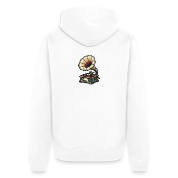 Gramophone Blossom Design - Unisex Premium Organic Zip Hoodie - white - Back - Thijin (182cm)