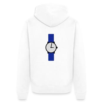 Uhr - Unisex Premium Bio Zip Hoodie - Weiß - Hinten - Thijin (182cm)