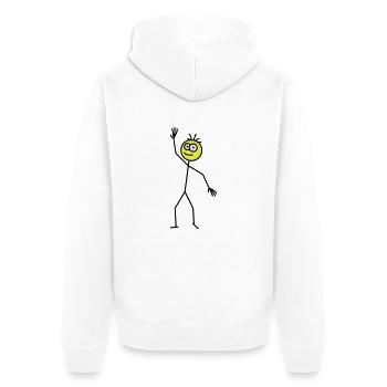 Happy Stick Figure - Unisex Premium Bio Zip Hoodie - Weiß - Hinten - Thijin (182cm)