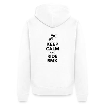 Keep calm and ride BMX - Unisex Premium Organic Zip Hoodie - white - Back - Thijin (182cm)